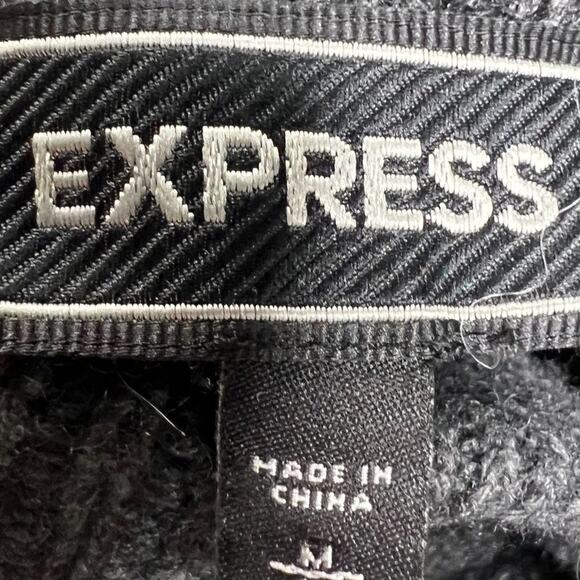 Express Wool Blend Mock Neck Slouchy Cardigan Sweater Gray Size Medium - Picture 10 of 11